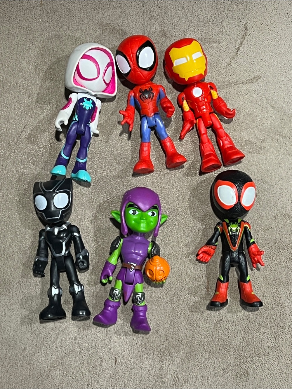Marvel Spidey & friends Spider-Man Goblin Miles Gwen Ironman Panther Figures Lot